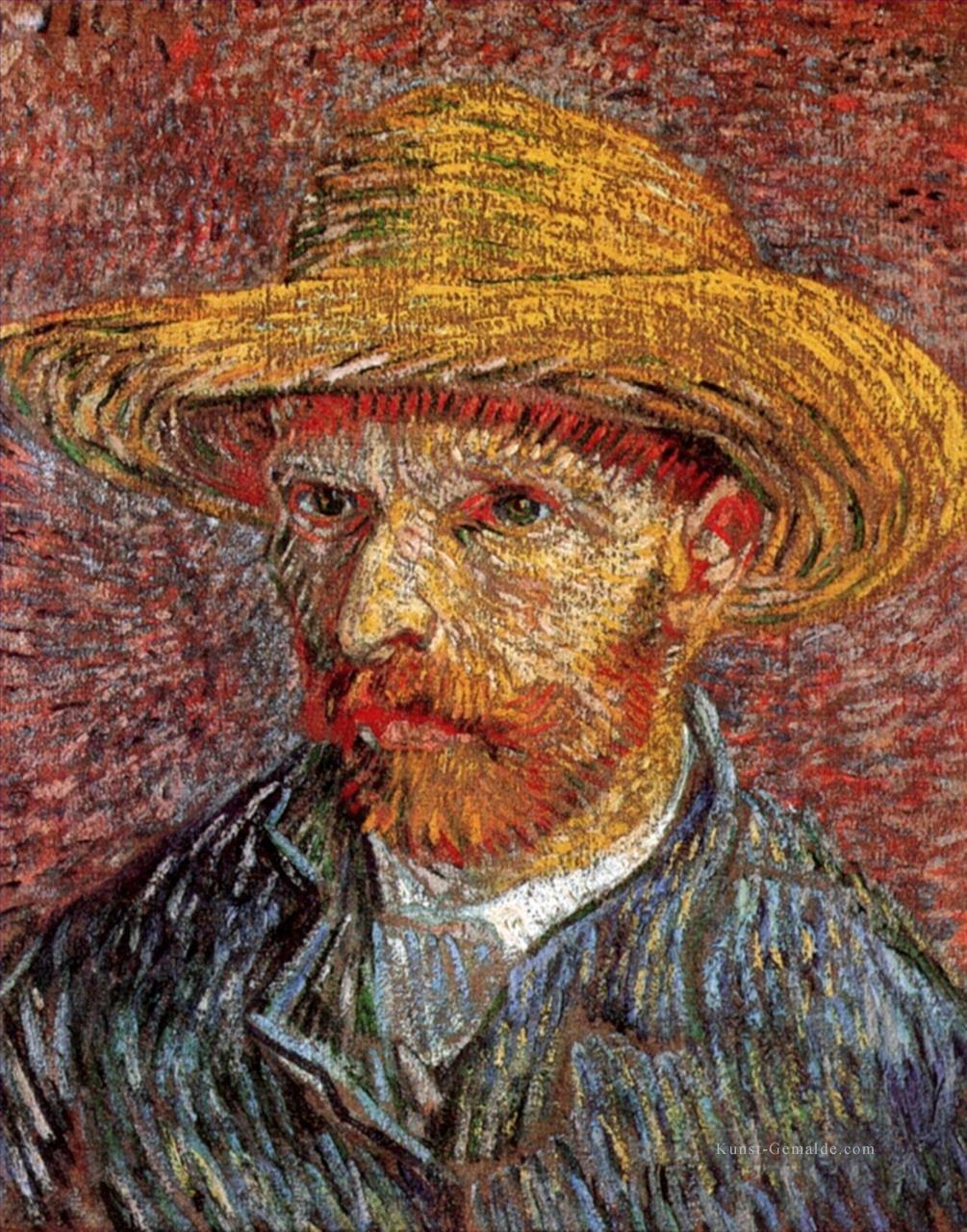 Selbst Porträt mit Strohhut 4 Vincent van Gogh Ölgemälde